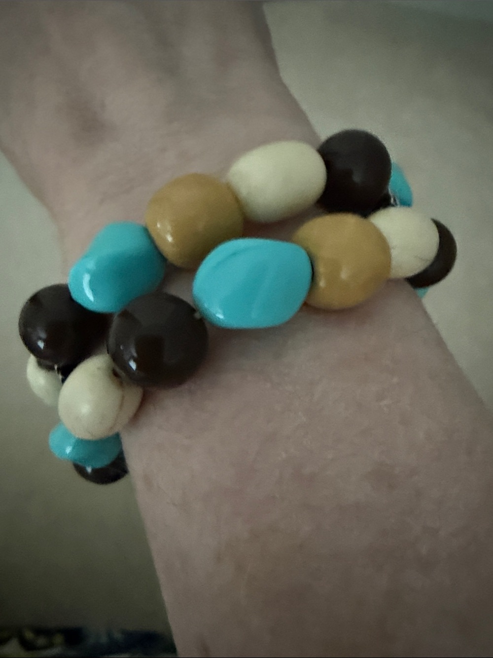 Multi-color Beaded Double Strand Stretch Bracelet